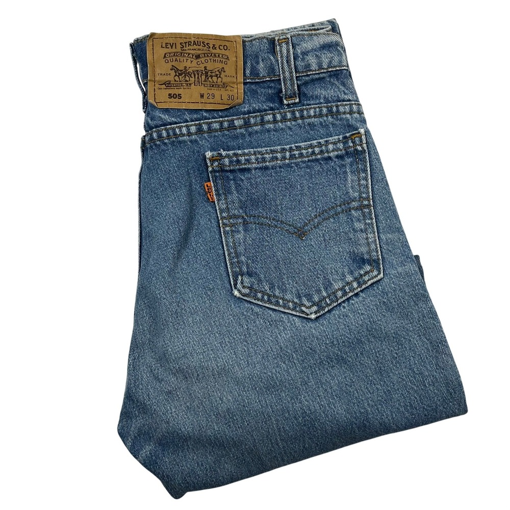 Vintage Levi's 505 Jeans Mens 29x30 Blue Orange Tab Made in USA Straight Leg